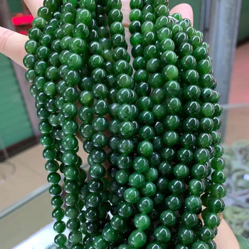 Colier Hetian Jade Jasper, mărgele rotunde, material natural, șlefuire și lustruire