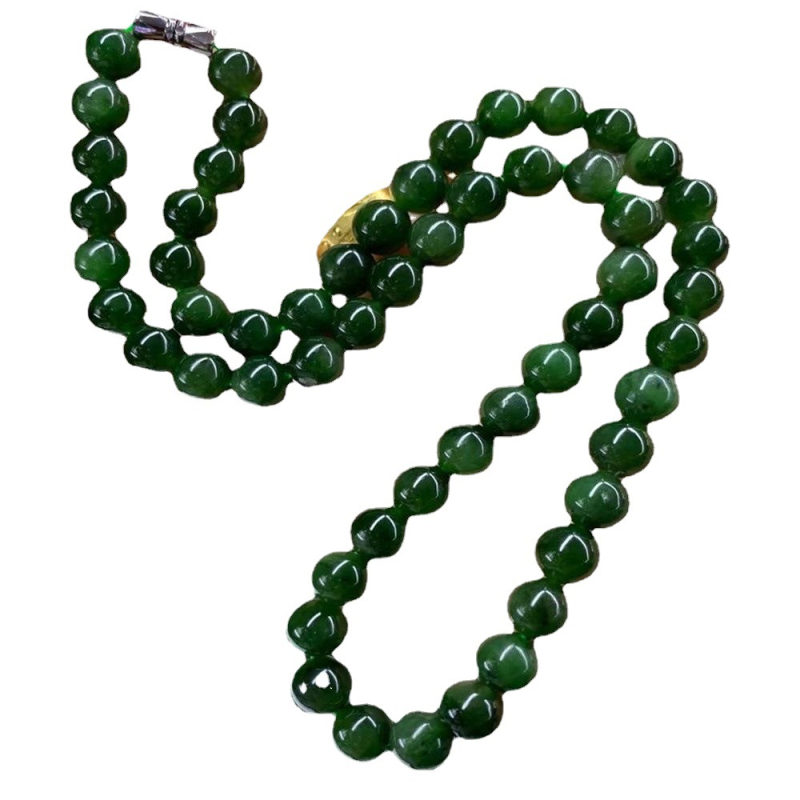 Colier Hetian Jade Jasper, mărgele rotunde, material natural, șlefuire și lustruire