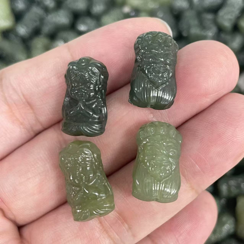 Zakiram perla od Hetianskog nefrita, prohodna rupa, dimenzije oko 10×11×19 mm, za Wenwan narukvicu