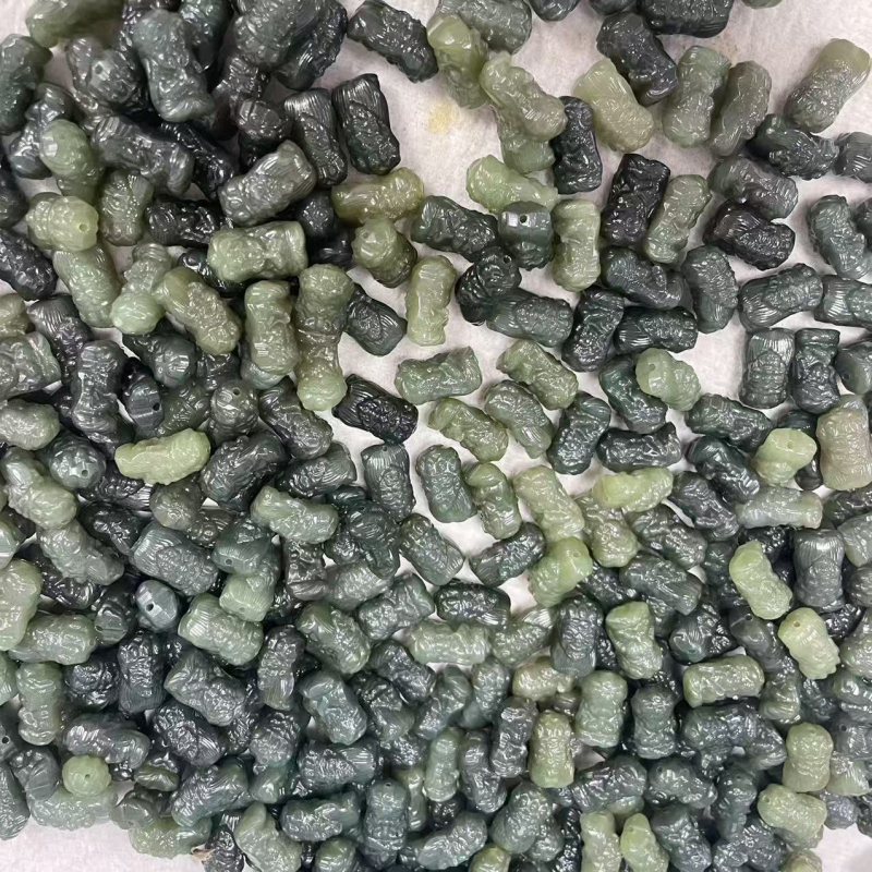 Zakiram perla od Hetianskog nefrita, prohodna rupa, dimenzije oko 10×11×19 mm, za Wenwan narukvicu