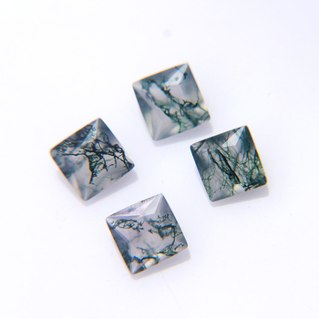 Ahat s mahovinom, jastukast oblik, 7×7 mm slobodan kamen za ugradnju u prsten DIY nakit