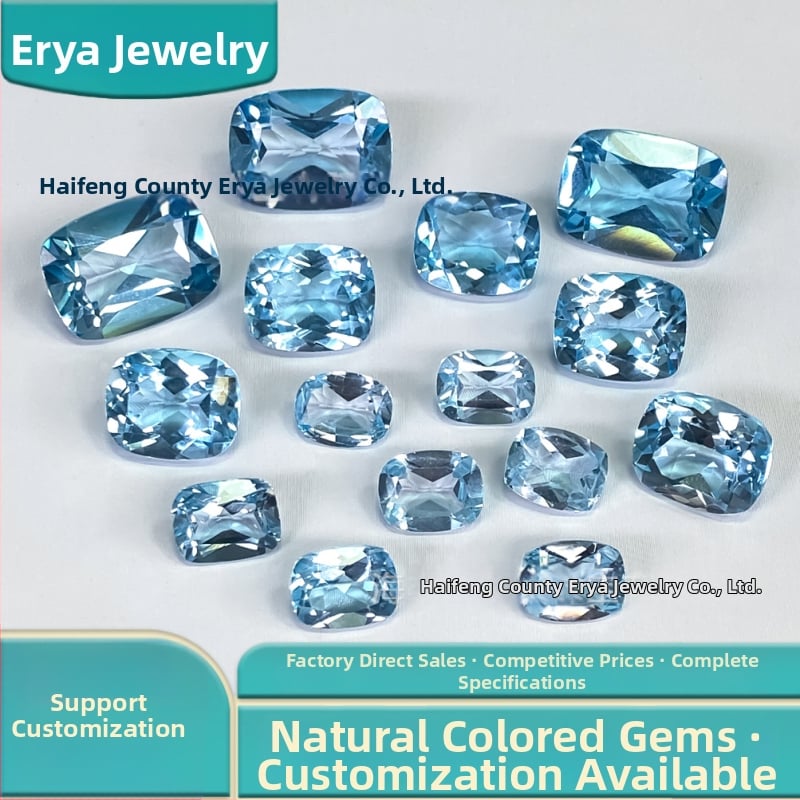 Pandantiv Topaz Cabochon pentru colier – Piatră naturală, Formă lungă de pernă pătrată, Claritate corp pur, Tăiere