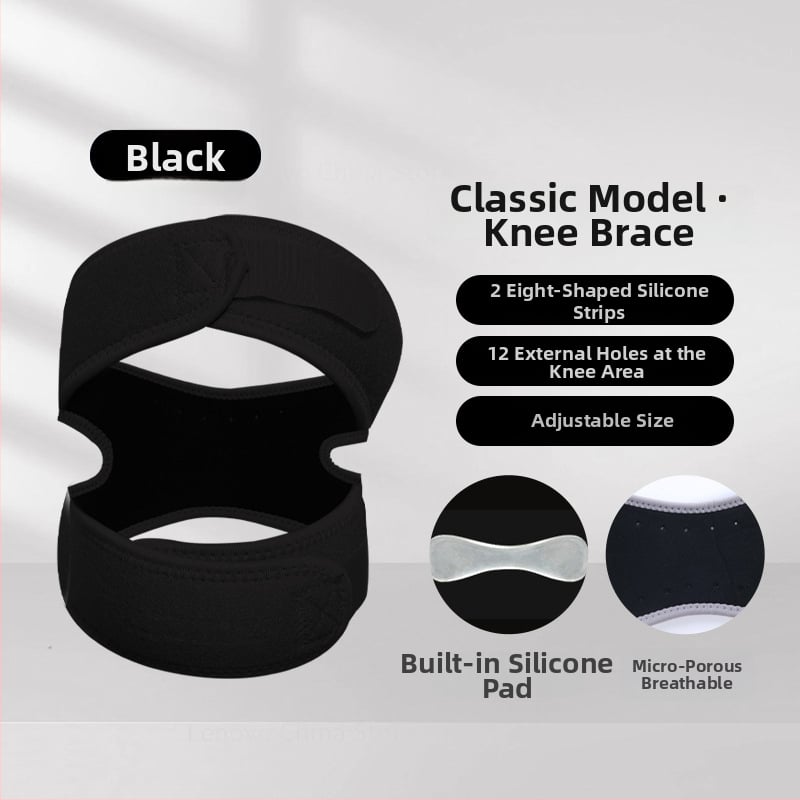 Sport térdvédő – vékony, lélegző neoprén anyag és szilikon patella rögzítéssel, felnőtteknek, kosárlabda