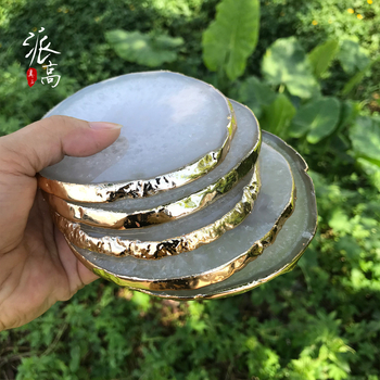 Paigo suporturi pentru pahare din agat — material natural, finisaj polizat, formă neregulată, model peisaj