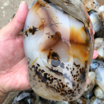 Pandantiv de mână din chalcedon, piatră naturală, model marin, șlefuire și lustruire, personalizabil