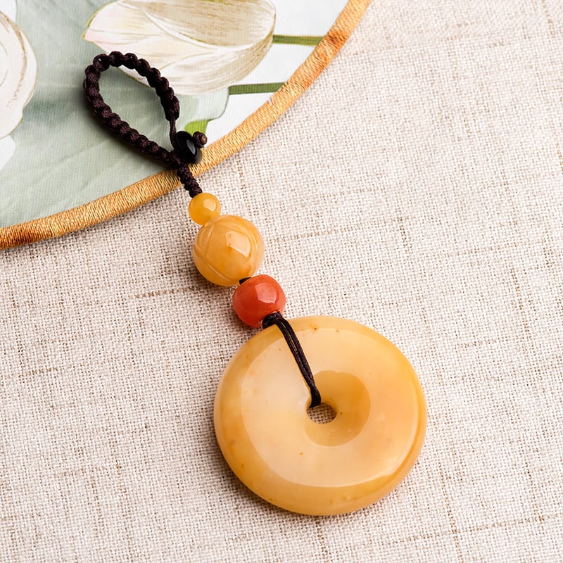 Zelta zīda jade atslēgu piekariņš, Ķīnas stila, Guangdong Sihui jade