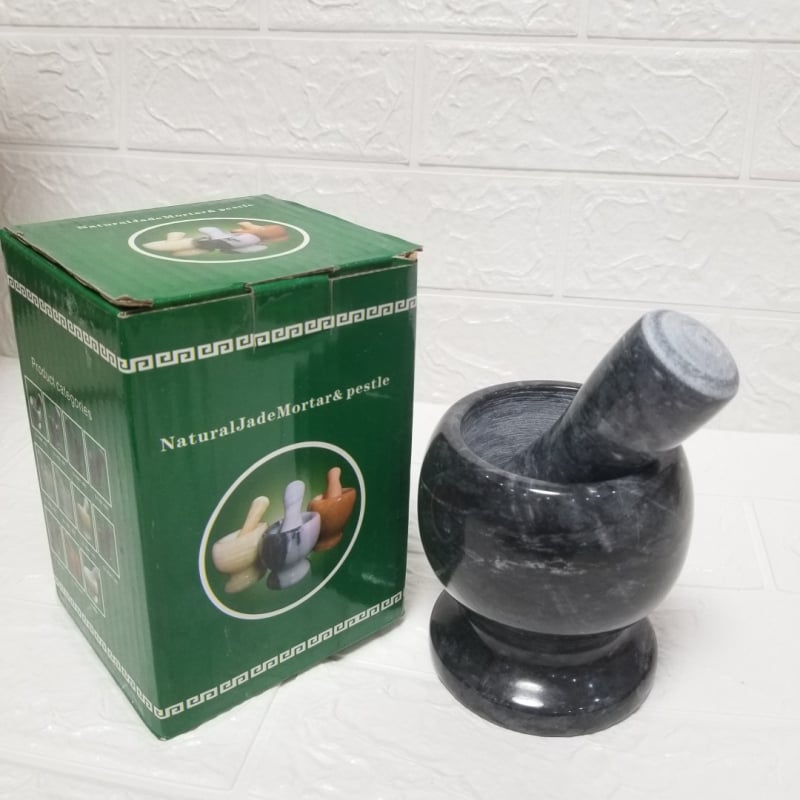 Ступа за чесън и чукче от естествен мрамор, Nateng майсторство, премиум качество