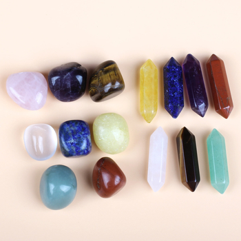 Set din piatră naturală, șapte bucăți, coloane hexagonale cu vârfuri duble, pietre brute pentru bijuterii DIY, origine Zhejiang