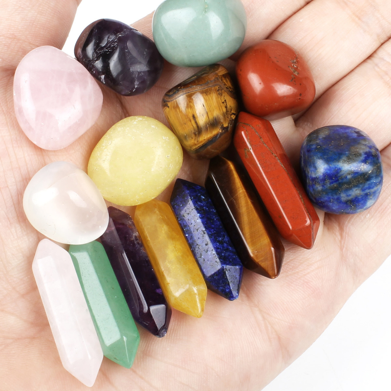 Set din piatră naturală, șapte bucăți, coloane hexagonale cu vârfuri duble, pietre brute pentru bijuterii DIY, origine Zhejiang