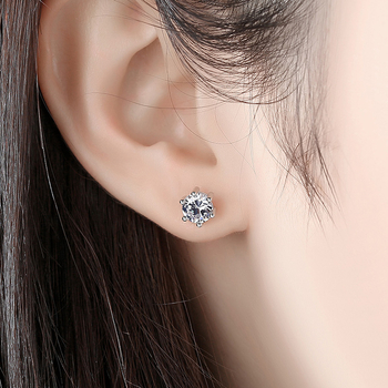 Cercei stud din zirconiu, montură cu șase brațe, argintiu – INS stil, ED04512, vară 2022