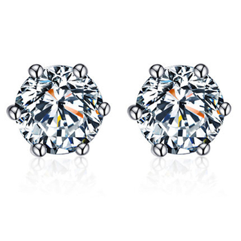 Cercei stud din zirconiu, montură cu șase brațe, argintiu – INS stil, ED04512, vară 2022