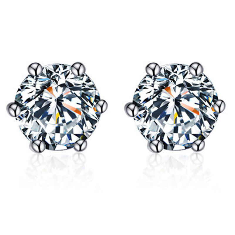 Cercei stud din zirconiu, montură cu șase brațe, argintiu – INS stil, ED04512, vară 2022