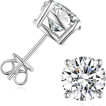 Moissanite naušnice od srebra 925, klasičan četveroprst dizajn, za žene