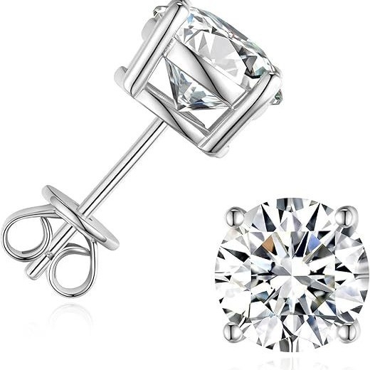 Moissanite naušnice od srebra 925, klasičan četveroprst dizajn, za žene
