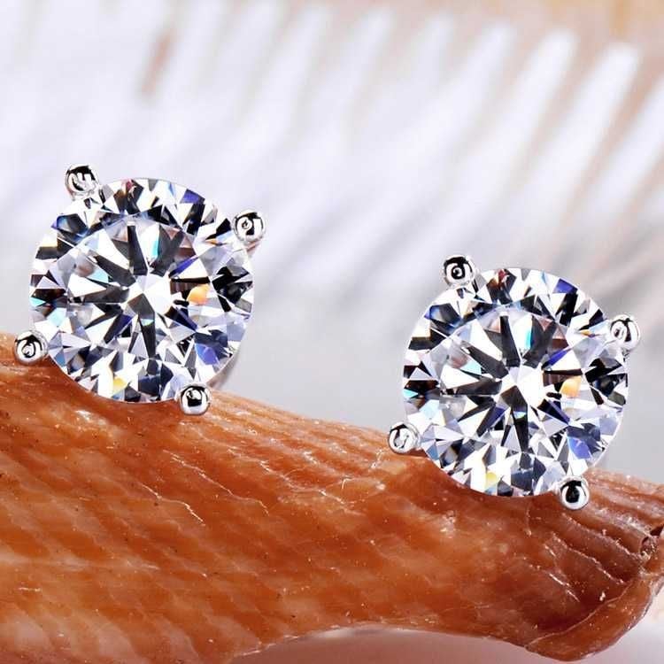 Moissanite naušnice od srebra 925, klasičan četveroprst dizajn, za žene