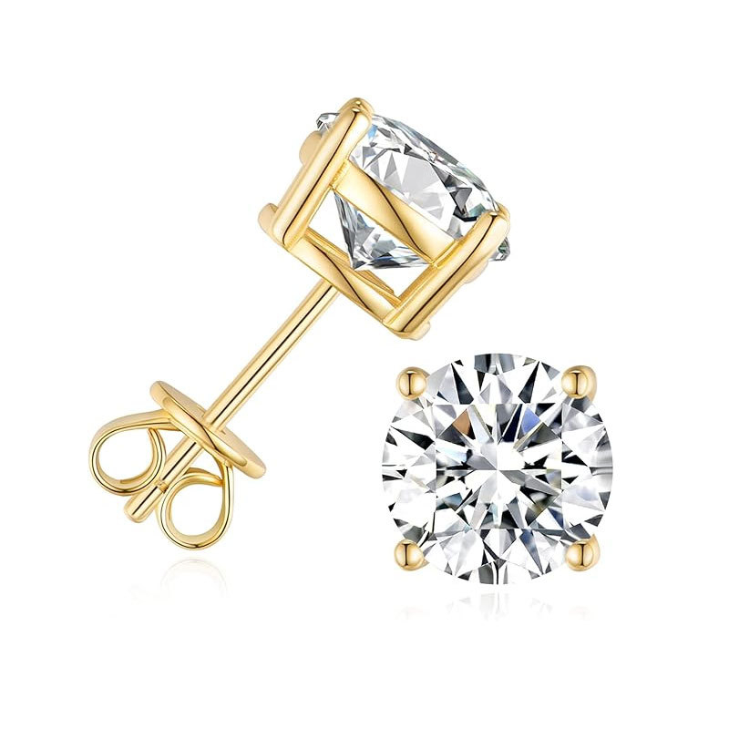 Moissanite naušnice od srebra 925, klasičan četveroprst dizajn, za žene