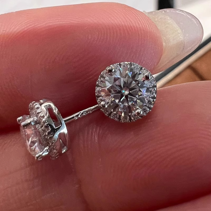 Ženske naušnice Moissanit od srebra S925, luksuzan geometrijski dizajn, profinjene i svestrane