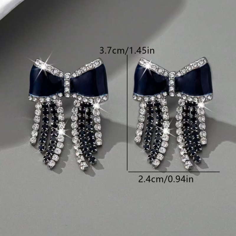 Σκουλαρίκια με σχήμα φιόγκου από κράμα ψευδαργύρου, γυναικεία κομψότητα σε στυλ light luxury, φθινόπωρο 2025