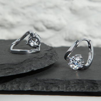 Moissanite обеци, S925 стерлингово сребро, диамантна обработка, U-форма, за жени
