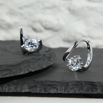 Moissanite обеци, S925 стерлингово сребро, диамантна обработка, U-форма, за жени