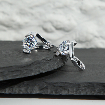 Moissanite обеци, S925 стерлингово сребро, диамантна обработка, U-форма, за жени