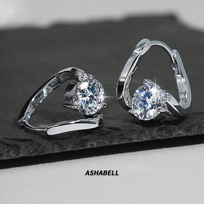 Moissanite обеци, S925 стерлингово сребро, диамантна обработка, U-форма, за жени