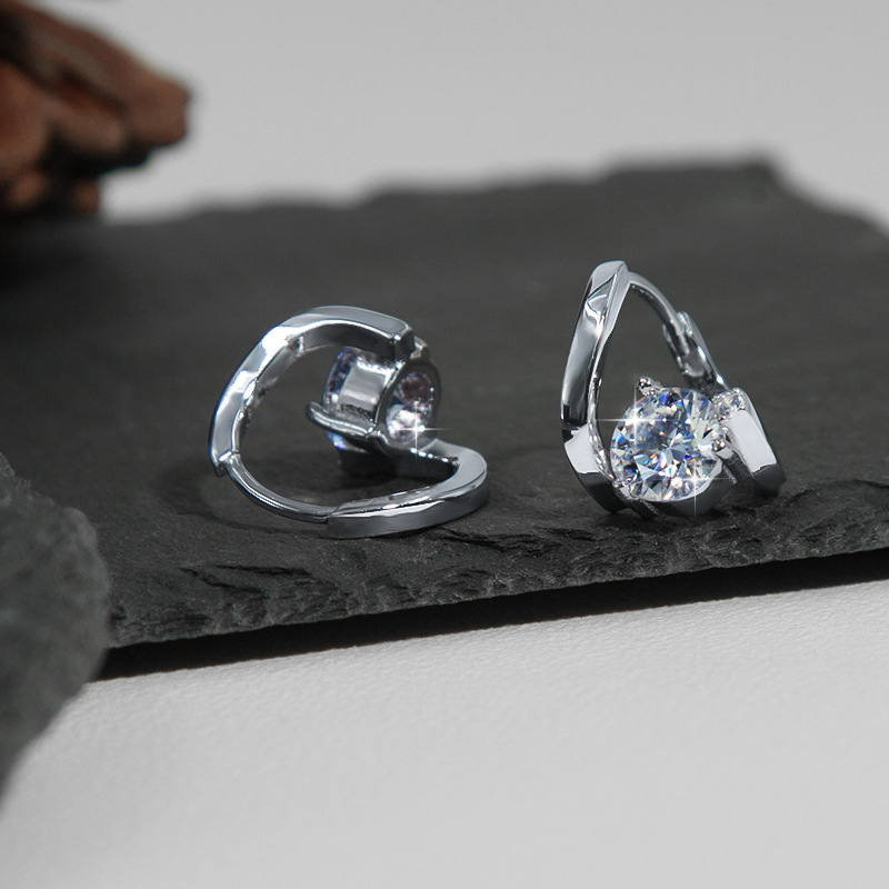 Moissanite обеци, S925 стерлингово сребро, диамантна обработка, U-форма, за жени