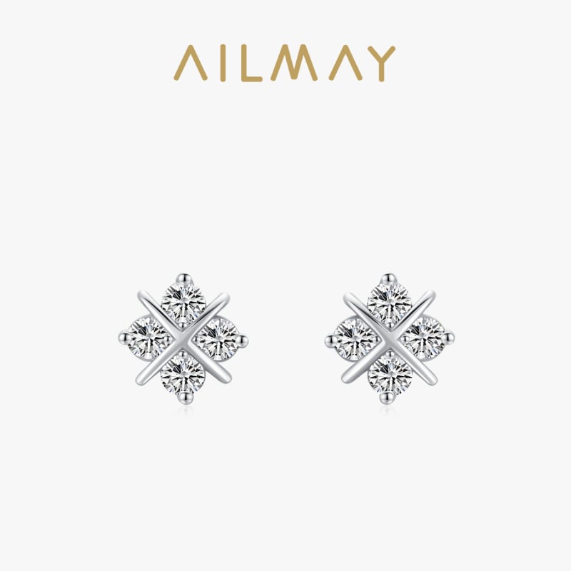 Ailmay S925 srebrne cirkon geometrijske naušnice za žene – osobni trend