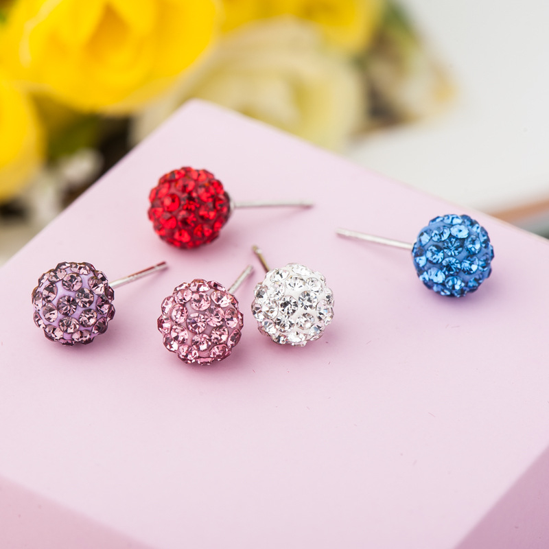 Srebrne naušnice S925 s punim dijamantima, Shamballa geometrijski dizajn, za žene
