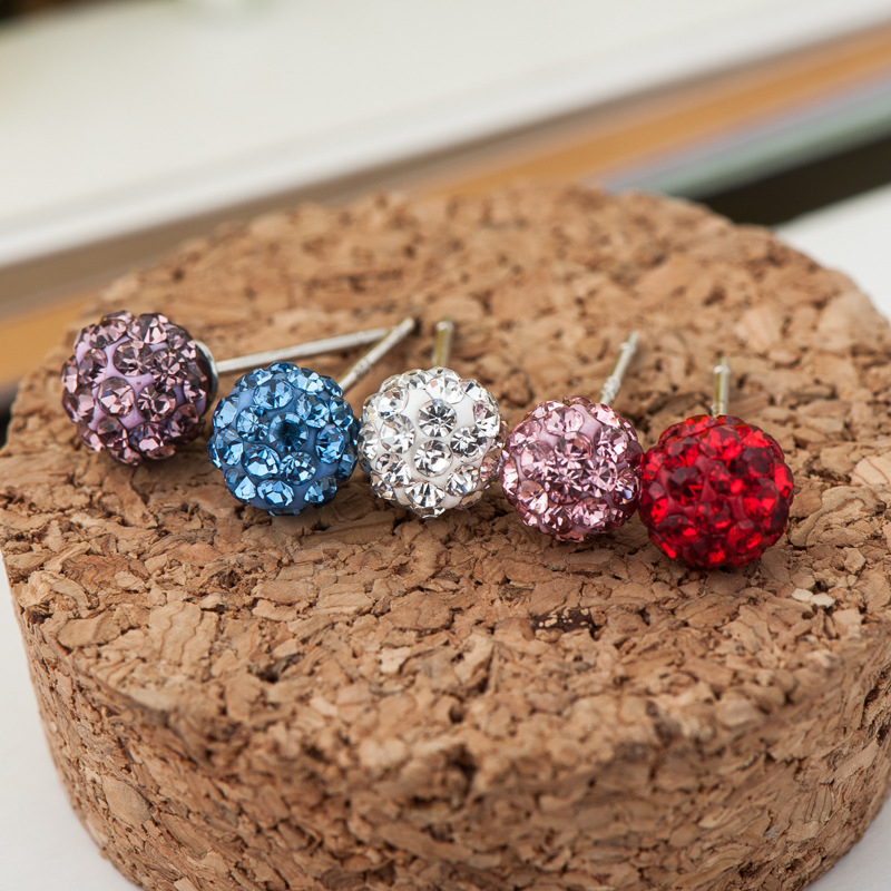 Srebrne naušnice S925 s punim dijamantima, Shamballa geometrijski dizajn, za žene