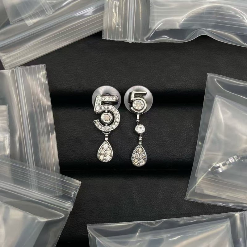 Naušnice od srebra 925, dizajn teksta (slova/brojevi), elektroplatiranje, svjež i sladak stil, unisex