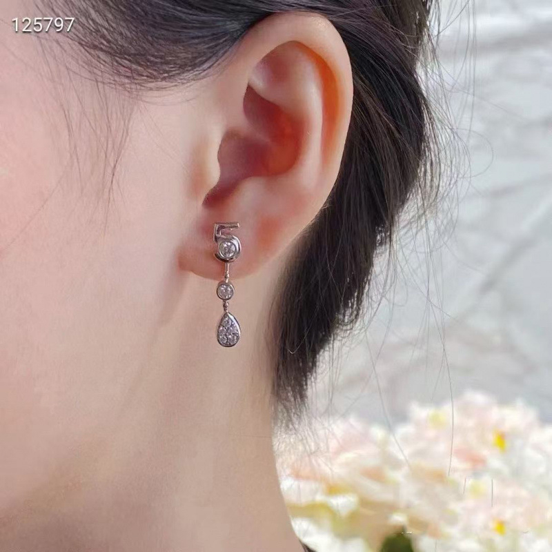 Naušnice od srebra 925, dizajn teksta (slova/brojevi), elektroplatiranje, svjež i sladak stil, unisex