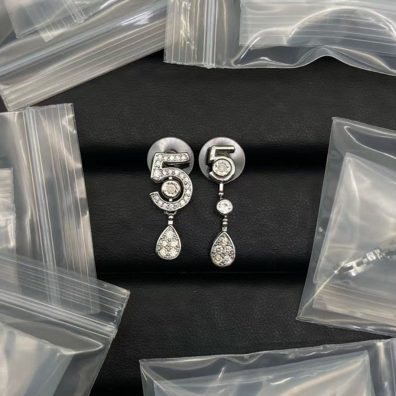 Naušnice od srebra 925, dizajn teksta (slova/brojevi), elektroplatiranje, svjež i sladak stil, unisex