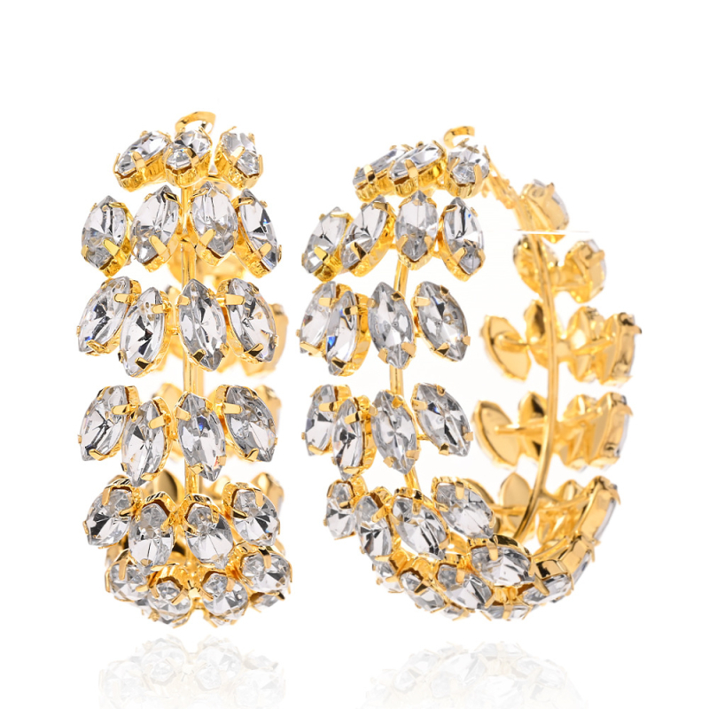 Kristályos geometriai kör fülbevalók, elektroplatált, utcai stílus nőknek