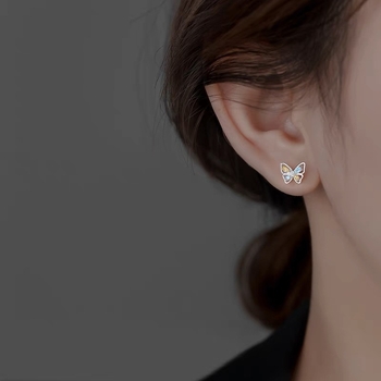 S999 čisto srebrne šuplje naušnice, elektroplati prevlaka, otprilike 0,7 g, geometrijski nišni stil