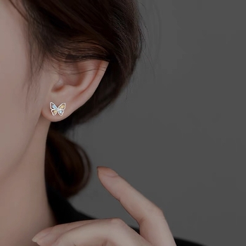 S999 čisto srebrne šuplje naušnice, elektroplati prevlaka, otprilike 0,7 g, geometrijski nišni stil