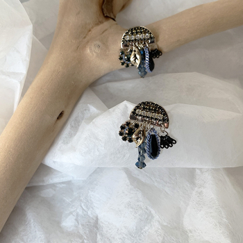 Naušnice - Nišni dizajn, polukružni lančić s resicama, legura, 925 srebrni post, ammjoo