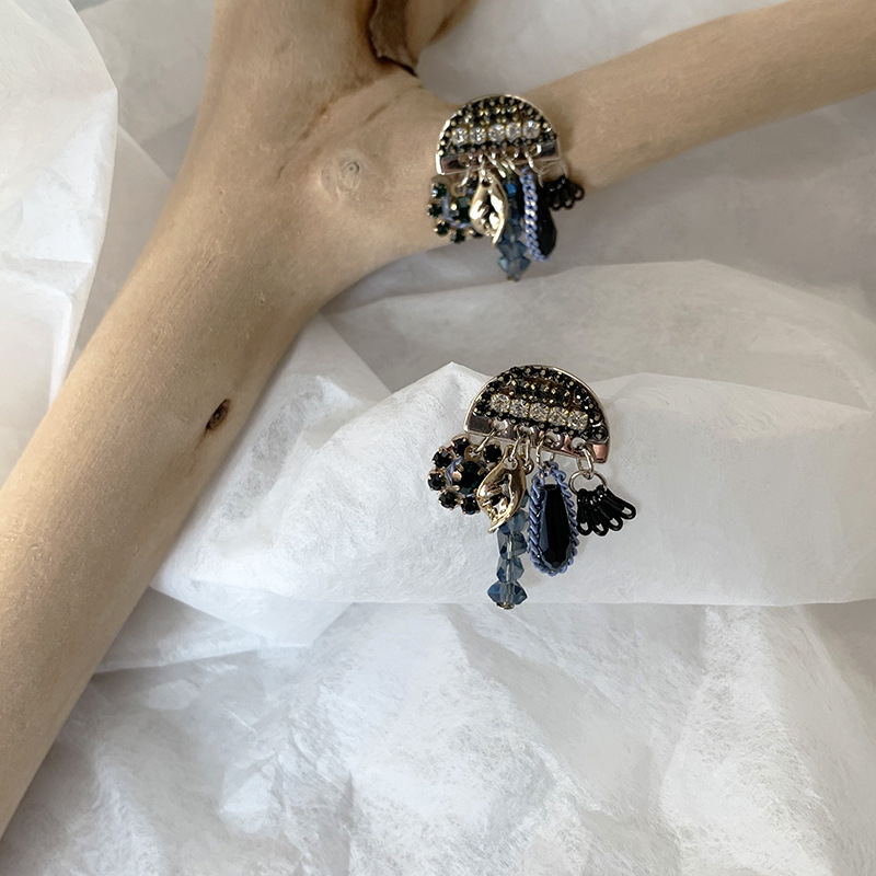 Naušnice - Nišni dizajn, polukružni lančić s resicama, legura, 925 srebrni post, ammjoo