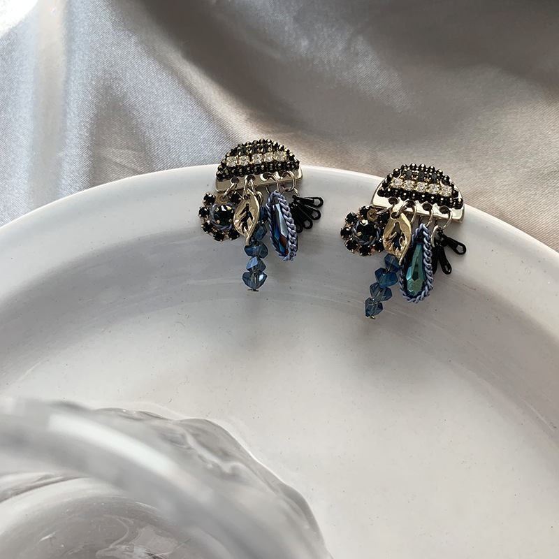 Naušnice - Nišni dizajn, polukružni lančić s resicama, legura, 925 srebrni post, ammjoo