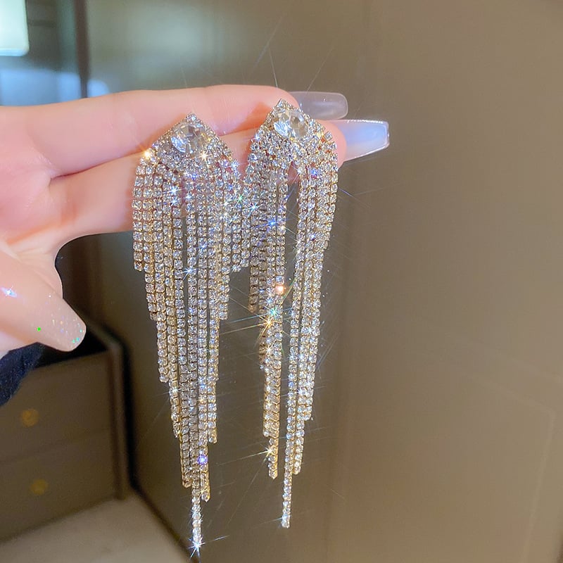 Σκουλαρίκια Exquisite με κρύσταλλα – μακριά κρεμαστά σε σχήμα σταγόνας για γυναίκες