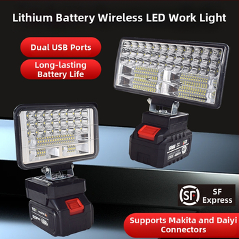 LED darbojo darbo lemputė su ličio baterija – universal, 100W, 12–80V, 5000K, LED tarnavimo laikas 5000 h, aliuminio ir plastiko korpusas