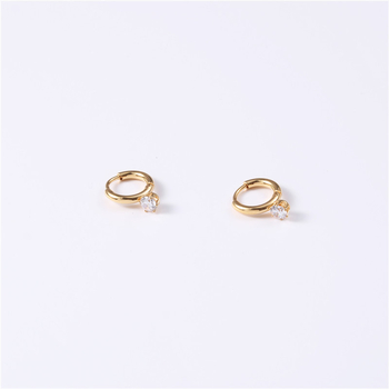 Vitafend Geometriai Fülbevalók – Réz aranyozott bevonattal, 925-ös ezüst posts, fültű titánium acél, cirkón kövek, környezetbarát elektrolízis platinázás