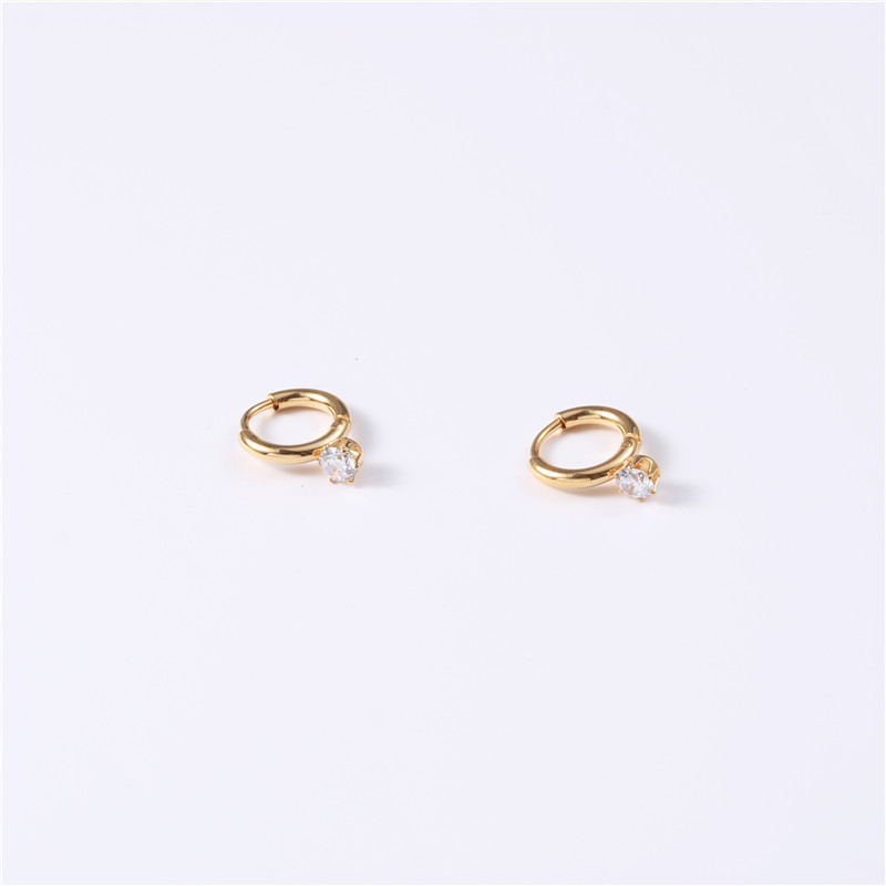 Vitafend Geometriai Fülbevalók – Réz aranyozott bevonattal, 925-ös ezüst posts, fültű titánium acél, cirkón kövek, környezetbarát elektrolízis platinázás