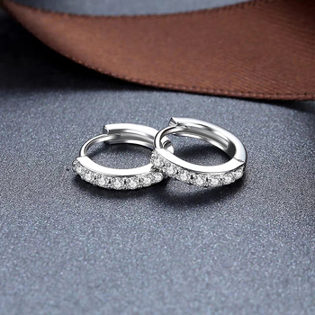 S999 sterling srebrne naušnice s geometrijskim oblikom, jednostavni kružni s kamenčićima, minimalistički retro stil