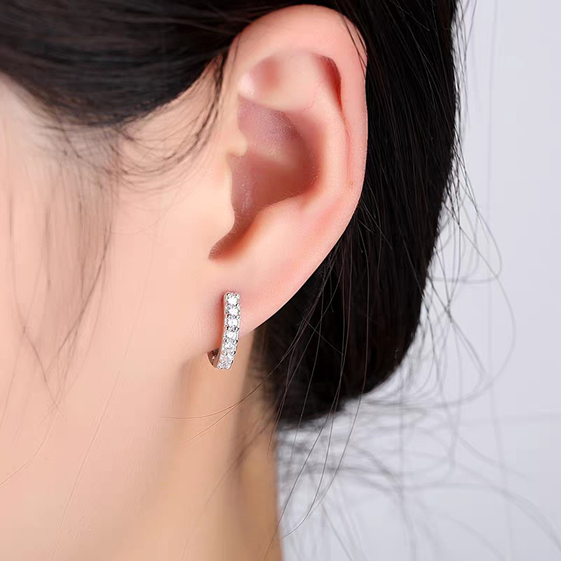 S999 sterling srebrne naušnice s geometrijskim oblikom, jednostavni kružni s kamenčićima, minimalistički retro stil