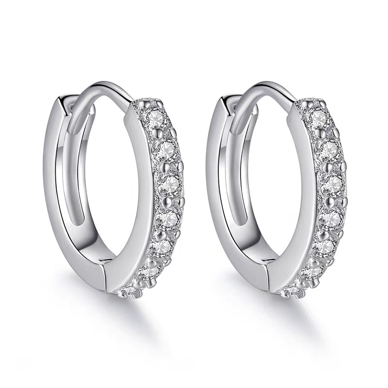 S999 sterling srebrne naušnice s geometrijskim oblikom, jednostavni kružni s kamenčićima, minimalistički retro stil