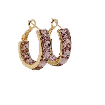 Geometriai mintázatú fülbevalók rézből, cirkón beültetéssel, Xinzang márka, Yiwu eredet, üzleti stílus