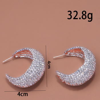 Strasszos fülbevalók, geometriai U-forma, elektroplakált felület, rozsdamentes acél tű