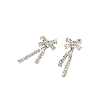 Naušnice s mašnicom i resicama, lagani luksuz stil, model 1305, ljeto 2022 (Materijal: Bakar; Model: 1305; Stil: Mašna; Sezona: Ljeto 2022; Kategorija: Naušnice)