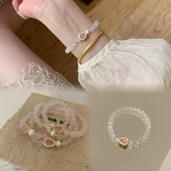 Narukvica od miješanih materijala, elektroplatirani završetak, geometrijski oblik, ženski stil japansko-korejski